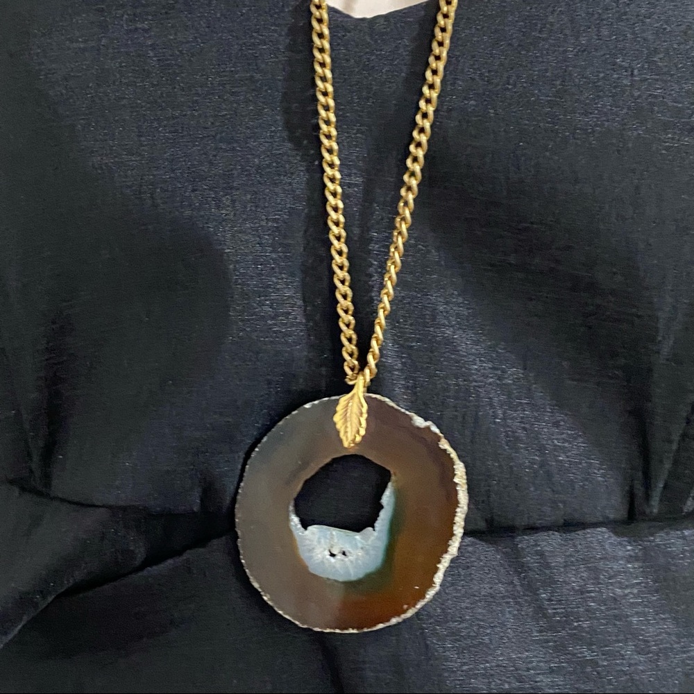 Druzy Brown Agate  Long Necklace - Picture 9 of 9